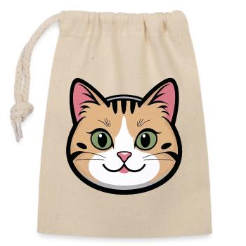 Cat Head Smile Cartoon - Closable cotton gift bag (14x20cm) - nature - Front