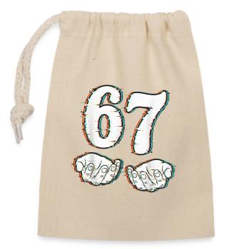 67 Meme Shirt, lustiges Six Seven T‑Shirt Glitch - Verschließbarer Geschenkbeutel aus Baumwolle (14x20cm) - Natur - Vorne