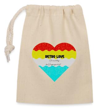 Retro Heart Love in Colorful Gradient - Closable cotton gift bag (14x20cm) - nature - Front