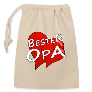 BESTER OPA - Verschließbarer Geschenkbeutel aus Baumwolle (14x20cm) - Natur - Vorne
