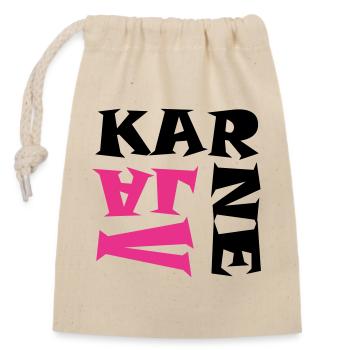 Karneval in Pink/Schwarz - Verschließbarer Geschenkbeutel aus Baumwolle (14x20cm) - Natur - Vorne