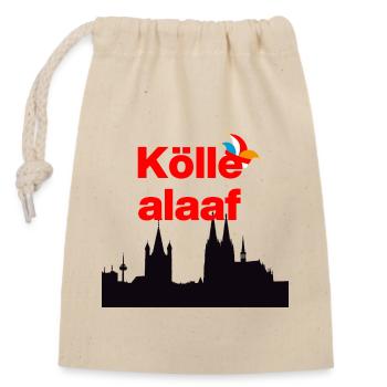 ÖLLE ALAF ! 🃏COLOGNE JECK, CARNAVAL, SESSION, KÖLSCH - Sac cadeau en coton avec cordon (14 x 20 cm) - nature - Devant