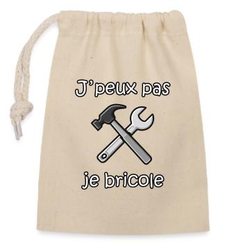 I Can't I DIY – Handyman Humor - Closable cotton gift bag (14x20cm) - nature - Front