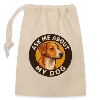 Ask_me_about_my_Dog_Design_ - Sac cadeau en coton avec cordon (14 x 20 cm) - nature - Devant