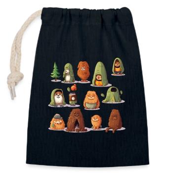 WaldYeti Cuddle Worlds - Closable cotton gift bag (14x20cm) - navy - Front