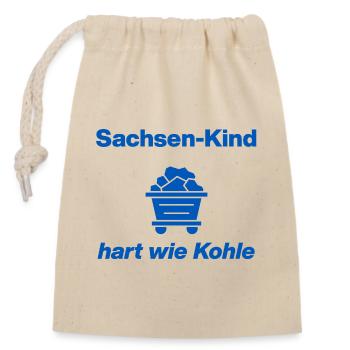 SACHSEN-KIND: HART WIE KOHLE! - Verschließbarer Geschenkbeutel aus Baumwolle (14x20cm) - Natur - Vorne
