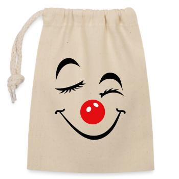 Fröhliches Clown Gesicht Karneval Fasnet Fasching - Verschließbarer Geschenkbeutel aus Baumwolle (14x20cm) - Natur - Vorne