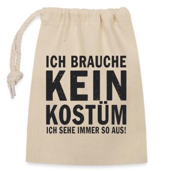 Karneval Fasching Fasnet Kostüm - Verschließbarer Geschenkbeutel aus Baumwolle (14x20cm) - Natur - Vorne