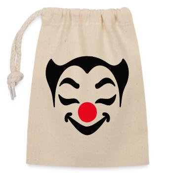 Fröhliches Clown Gesicht Karneval Fasnet Fasching - Verschließbarer Geschenkbeutel aus Baumwolle (14x20cm) - Natur - Vorne