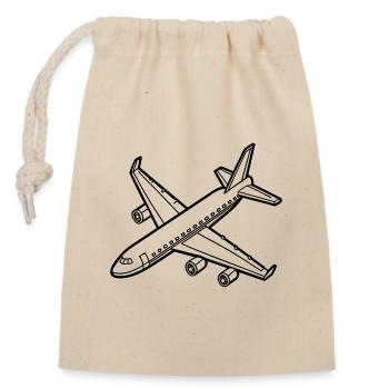 Flugzeug - Verschließbarer Geschenkbeutel aus Baumwolle (14x20cm) - Natur - Vorne