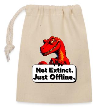 Not Extinct Just Offline Dino - Closable cotton gift bag (14x20cm) - nature - Front