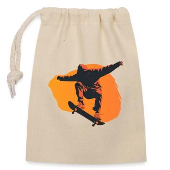 Skateboard lifestyle – Liberté et ride urbain - Sac cadeau en coton avec cordon (14 x 20 cm) - nature - Devant