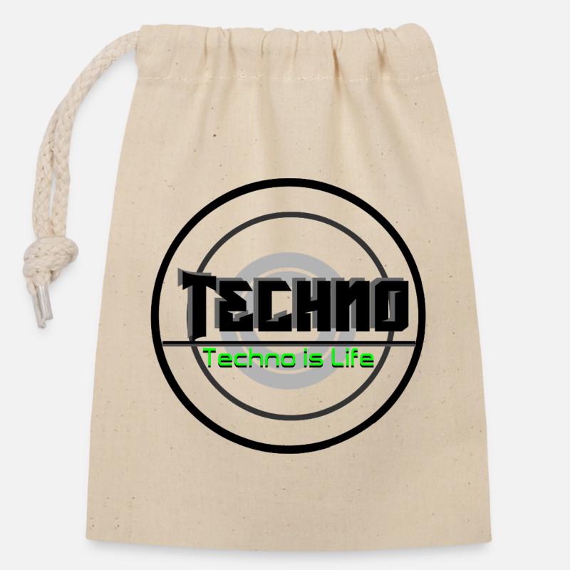 Techno Is Life Neon Logo - Closable cotton gift bag (14x20cm) - nature