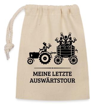 Meine Letzte Auswärtstour, Trecker Bierfass JGA B - Verschließbarer Geschenkbeutel aus Baumwolle (14x20cm) - Natur - Vorne