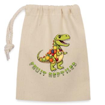 Dino aux fruits avec couronne de fruits - Sac cadeau en coton avec cordon (14 x 20 cm) - nature - Devant