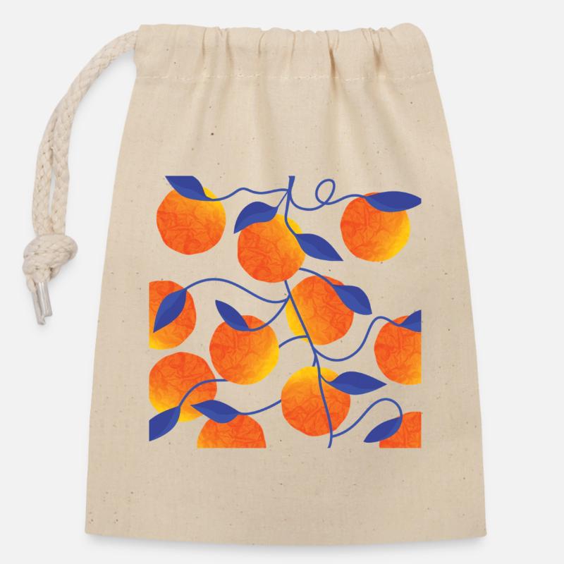 Oranges - Sac cadeau en coton avec cordon (14 x 20 cm) - nature