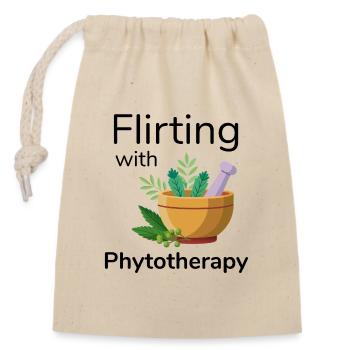 Kräuterkundige flirtet mit Phytotherapeut - Verschließbarer Geschenkbeutel aus Baumwolle (14x20cm) - Natur - Vorne