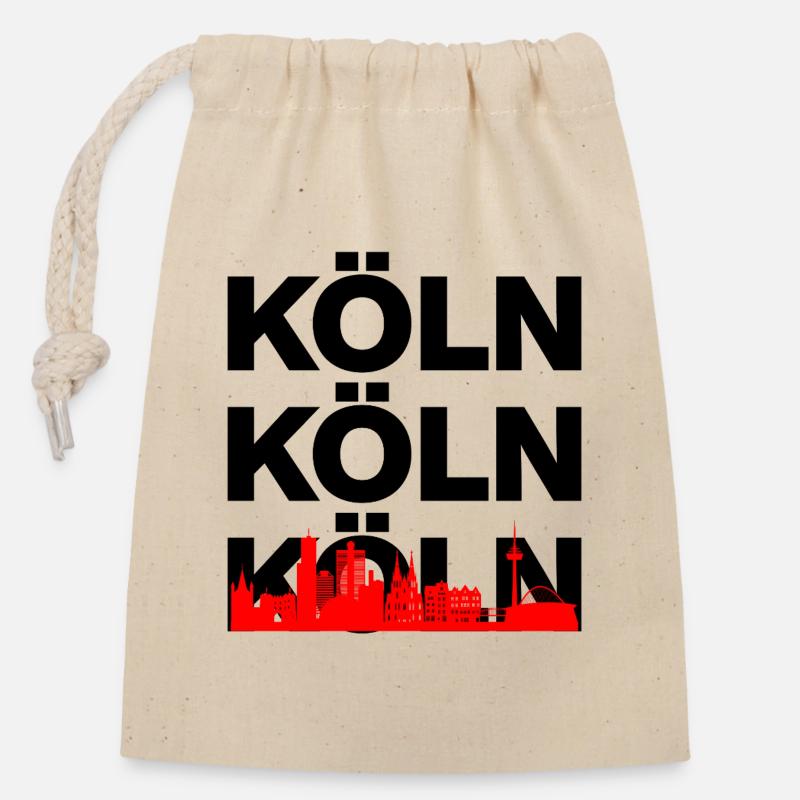 KÖLN SKYLINE – DOM POWER! - Verschließbarer Geschenkbeutel aus Baumwolle (14x20cm) - Natur