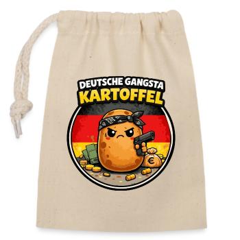 Kartoffel Gangsta Deutsch - Verschließbarer Geschenkbeutel aus Baumwolle (14x20cm) - Natur - Vorne