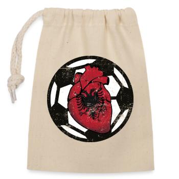 Albania Football - Closable cotton gift bag (14x20cm) - nature - Front