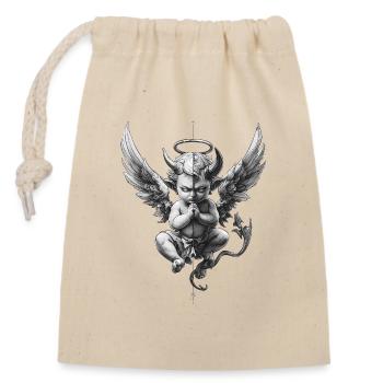 Anges et Démons : Noir et Blanc - Sac cadeau en coton avec cordon (14 x 20 cm) - nature - Devant