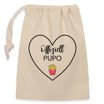 Pupo officiel – En route vers notre miracle - Sac cadeau en coton avec cordon (14 x 20 cm) - nature - Devant