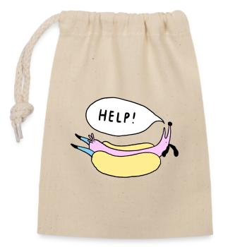 Help_Hot_Dog - Verschließbarer Geschenkbeutel aus Baumwolle (14x20cm) - Natur - Vorne