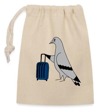 Pigeon with Suitcase – Minimal urban Illustration - Verschließbarer Geschenkbeutel aus Baumwolle (14x20cm) - Natur - Vorne