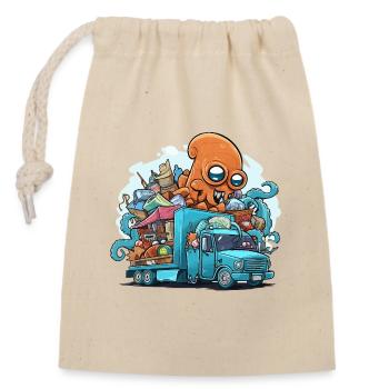 Colorful Octopus Garbage Truck - Closable cotton gift bag (14x20cm) - nature - Front