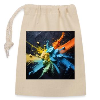 Regenbogenstaub-Explosion - Verschließbarer Geschenkbeutel aus Baumwolle (14x20cm) - Natur - Vorne