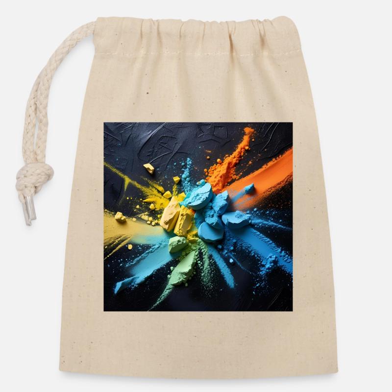 Regenbogenstaub-Explosion - Verschließbarer Geschenkbeutel aus Baumwolle (14x20cm) - Natur