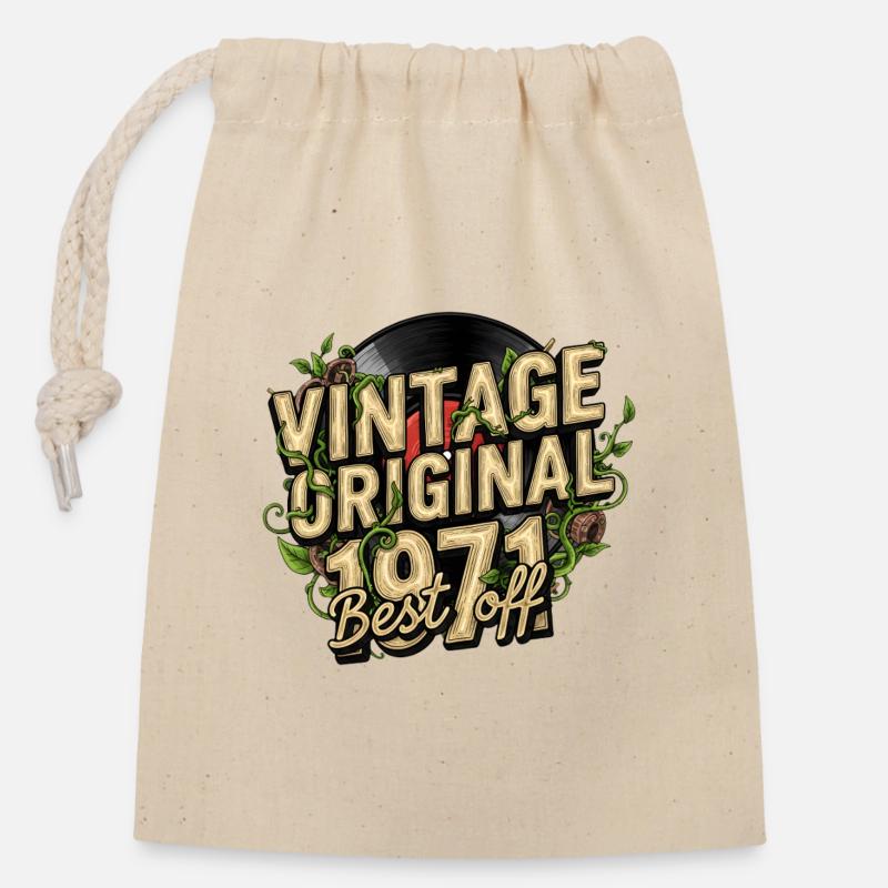 Vintage Original 1971 Best Off - Verschließbarer Geschenkbeutel aus Baumwolle (14x20cm) - Natur