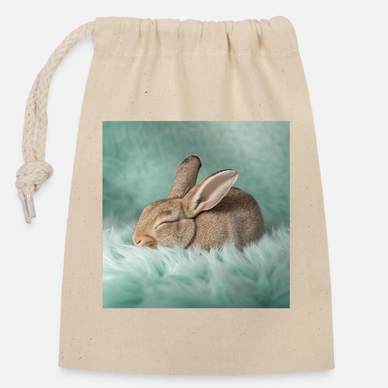 Rabbit Neon Dreams - Closable cotton gift bag (14x20cm) - nature