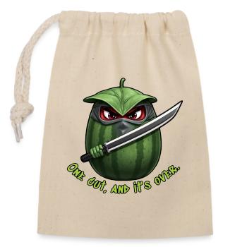 Wassermelone Ninja: Ein Schnitt Ende - Verschließbarer Geschenkbeutel aus Baumwolle (14x20cm) - Natur - Vorne