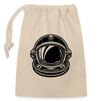 Astronautenhelm - Verschließbarer Geschenkbeutel aus Baumwolle (14x20cm) - Natur - Vorne