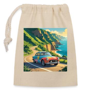 Vintage-Küstenreisen - Verschließbarer Geschenkbeutel aus Baumwolle (14x20cm) - Natur - Vorne