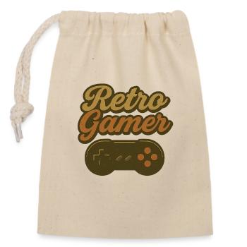 Retro-Gamer Controller-Design - Verschließbarer Geschenkbeutel aus Baumwolle (14x20cm) - Natur - Vorne