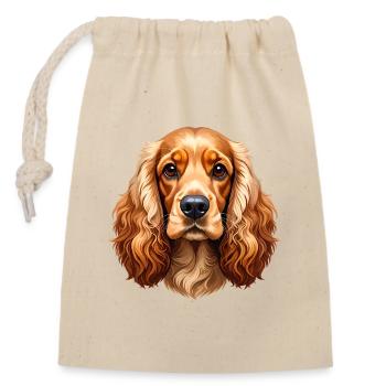 Cocker Spaniel - Verschließbarer Geschenkbeutel aus Baumwolle (14x20cm) - Natur - Vorne