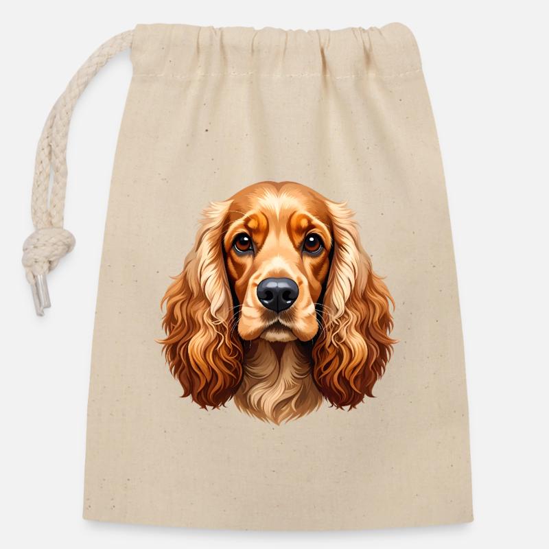 Cocker Spaniel - Verschließbarer Geschenkbeutel aus Baumwolle (14x20cm) - Natur
