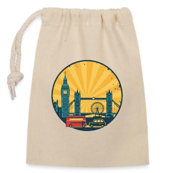 London City Skyline Big Ben Vintage Badge - Closable cotton gift bag (14x20cm) - nature - Front