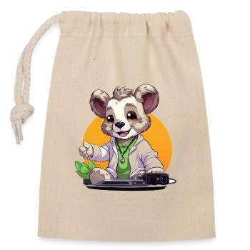 Tech-Koala Creator in retro look - Closable cotton gift bag (14x20cm) - nature - Front