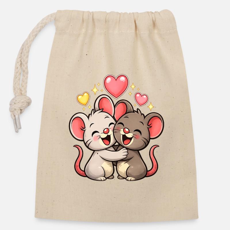 Love - Closable cotton gift bag (14x20cm) - nature