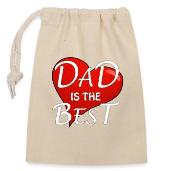 DAD IS THE BEST - Verschließbarer Geschenkbeutel aus Baumwolle (14x20cm) - Natur - Vorne