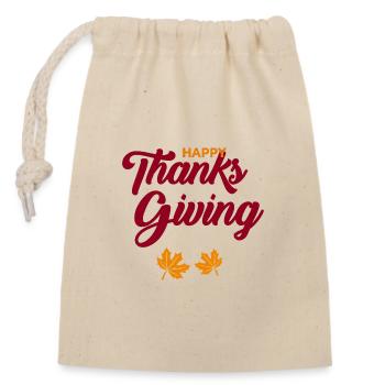 Bon scénario de Thanksgiving avec feuilles - Sac cadeau en coton avec cordon (14 x 20 cm) - nature - Devant