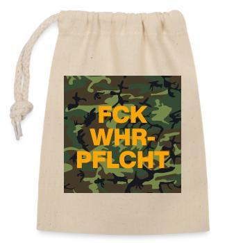 FCK WHR-PFL! MUSTERUNG FUCK WEHRPFLICHT BUND - Verschließbarer Geschenkbeutel aus Baumwolle (14x20cm) - Natur - Vorne