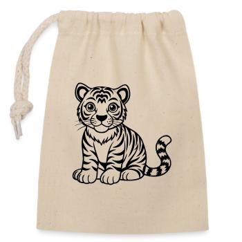 Bébé tigre mignon - Sac cadeau en coton avec cordon (14 x 20 cm) - nature - Devant