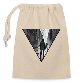 Chemin de ruelle Urbain Noir - Sac cadeau en coton avec cordon (14 x 20 cm) - nature - Devant