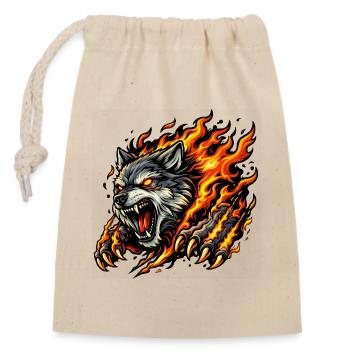 Wolf In Flame Eruption - Closable cotton gift bag (14x20cm) - nature - Front