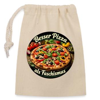 Meilleure pizza que fascisme - Sac cadeau en coton avec cordon (14 x 20 cm) - nature - Devant