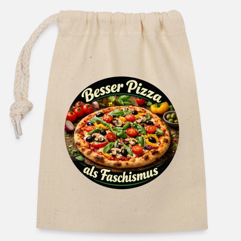 Better pizza than fascism - Closable cotton gift bag (14x20cm) - nature